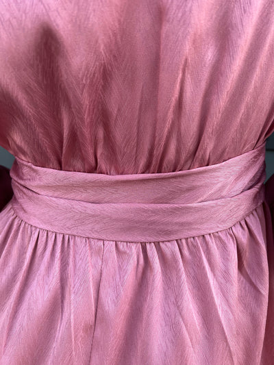 Pink Satin Balloon Sleeve Mini Dress 4223d
